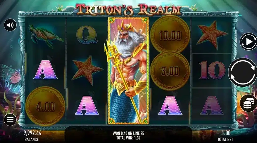 Функция бесплатных вращений запущена в игровом автомате Triton's Realm от разработчика Gamebeat.